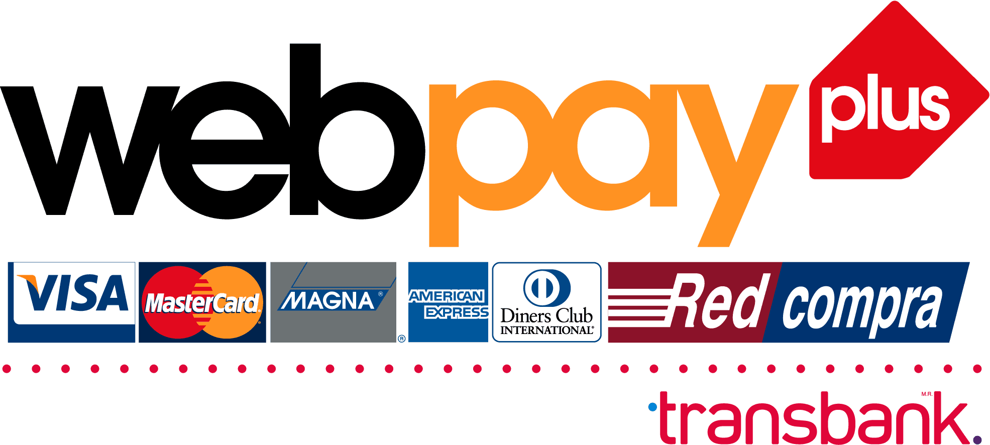 Pago seguro con Webpay Plus — Visa, Mastercard, Magna, American Express, Diners Club y Redcompra · Transbank